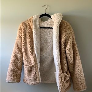 White and Tan reverse-able Sherpa